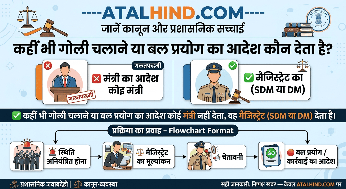केंद्रीय मंत्री डॉ. जितेंद्र सिंह ने स्पष्ट कहा कि प्रदर्शनकारी भीड़ पर गोली चलाने का आदेश किसी मंत्री द्वारा नहीं, बल्कि संबंधित कार्यपालक मजिस्ट्रेट (DM/SDM) द्वारा दिया जाता है। सरकार ने यह भी कहा कि संबंधित घटना में गोली नहीं चली, बल्कि आंसू गैस का इस्तेमाल किया गया