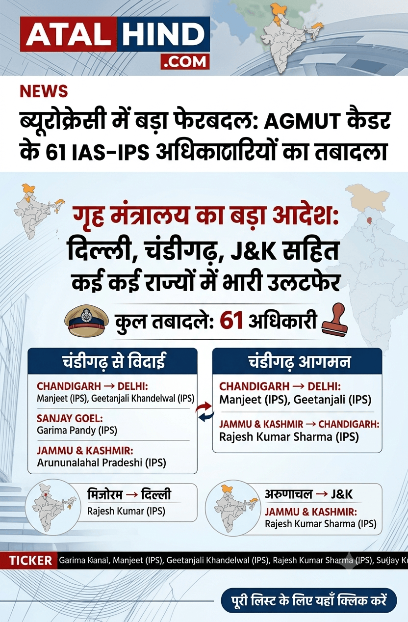 सभी 61 अधिकारियों के नाम, उनके बैच और नई तैनाती की पूरी विस्तृत सूची मुख्य खबर में नीचे तालिका (Table) के रूप में देखी जा सकती है।